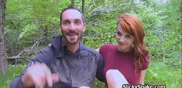  French couple fucks sucks in the forest